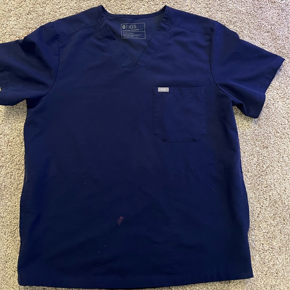 Figs- Large Navy Blue Leon Three Pocket Top Scrub